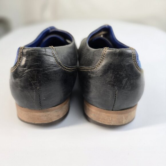 John Fluevog CBC Radio blue leather shoes - Picture 5 of 8
